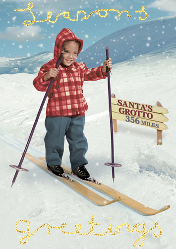 Skiing Child Pack of 5 Christmas Greeting Cards by Max Hernn